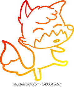 warm gradient line drawing of a cartoon fox