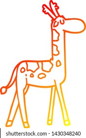 warm gradient line drawing of a cartoon funny giraffe