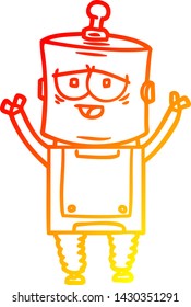 warm gradient line drawing of a cartoon robot