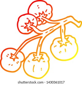 dibujo de una línea de degradado cálido de tomates de dibujos animados en vid