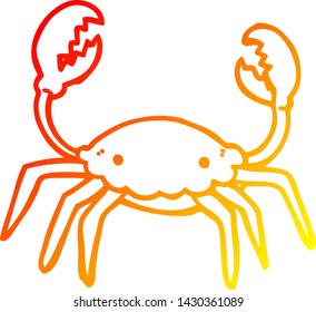 dibujo de línea de degradado cálido de un cangrejo de dibujos animados