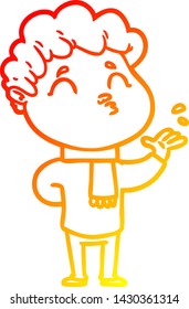 warm gradient line drawing of a cartoon man pouting