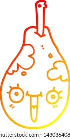 warm gradient line drawing of a cartoon fresh pear