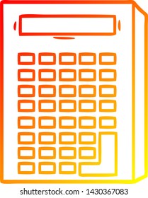 dibujo de línea de degradado cálido de una calculadora de dibujos animados