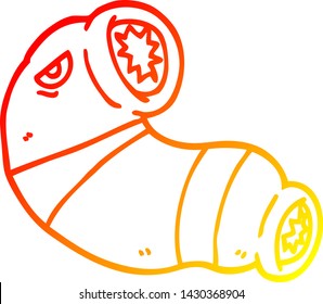 dibujo de línea de gradiente cálido de una sanguijuela del monstruo de la caricatura
