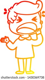 warm gradient line drawing of a cartoon shouting man