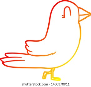 dibujo de línea de degradado cálido de un pájaro de dibujos animados