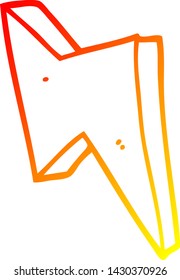 dibujo de línea de degradado cálido de un rayo de dibujos animados