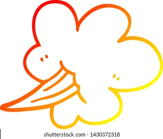 warm gradient line drawing of a cartoon gust of air