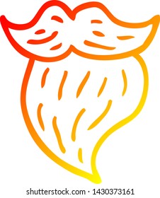 dibujo de línea de degradado cálido de una barba blanca de dibujos animados
