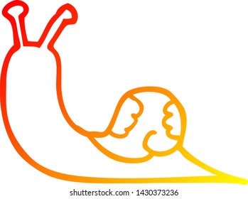 warm gradient line drawing of a cartoon snail
