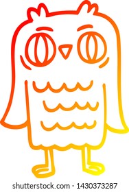 warm gradient line drawing of a cartoon owl
