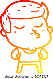 dibujo de línea de gradiente cálido de un tipo de modelo de dibujos animados puliendo