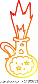 warm gradient line drawing of a cartoon magic potion