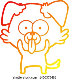 warm gradient line drawing of a cartoon dog with tongue sticking out