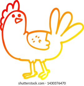 warm gradient line drawing of a cartoon chicken