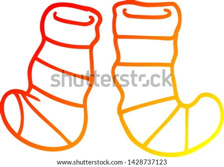 warm gradient line drawing of a cartoon socks