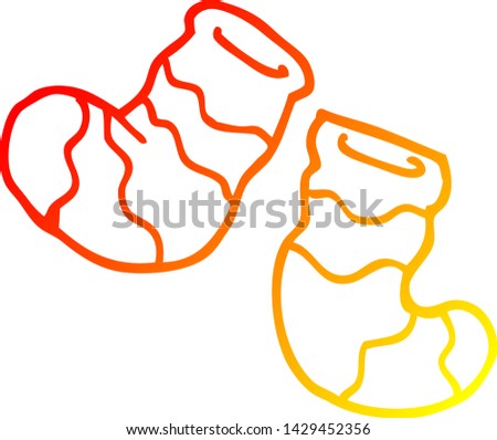 warm gradient line drawing of a cartoon socks