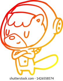 warm gradient line drawing of a cat astronaut animals