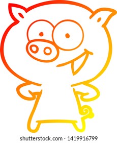 warme Farbverlauf-Zeichnung eines fröhlichen Schweineschlachtkörpers