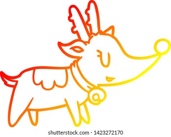 warm gradient line drawing of a christmas reindeer