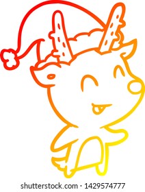 warm gradient line drawing of a christmas reindeer