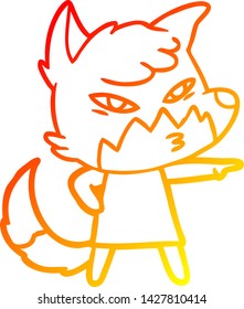warm gradient line drawing of a clever cartoon fox