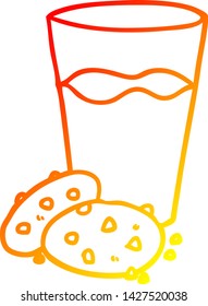 dibujo de línea de degradado cálido de galletas y leche