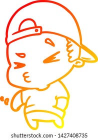 warm gradient line drawing of a cool kid