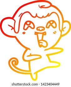 warm gradient line drawing of a crazy cartoon monkey