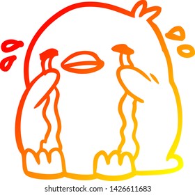 warm gradient line drawing of a crying bird