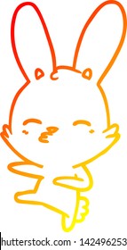 warm gradient line drawing of a curious bunny cartoon
