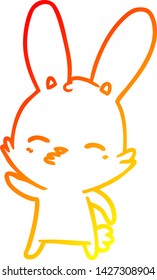 warm gradient line drawing of a curious bunny cartoon