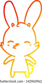 warm gradient line drawing of a curious bunny cartoon