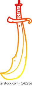 warm gradient line drawing of a curved sword