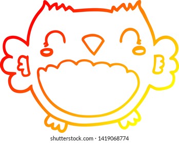 warm gradient line drawing of a cute cartoon owl