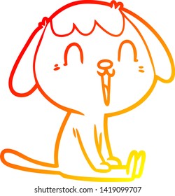 warm gradient line drawing of a cute cartoon dog