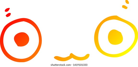 warm gradient line drawing of a cute cartoon face