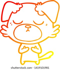warm gradient line drawing of a cute cartoon dog