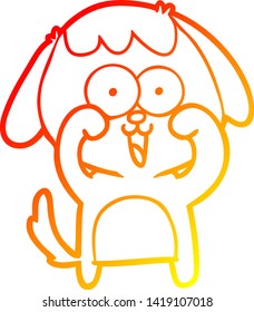 warme Farbverlauf-Linienzeichnung eines süßen Cartoon-Hundes