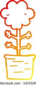 warm gradient line drawing of a cute cartoon flower