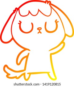 dibujo de línea de gradiente cálido de un perro de dibujos animados lindo