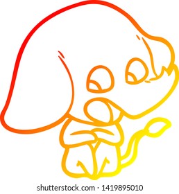 warm gradient line drawing of a cute cartoon elephant