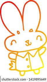 warm gradient line drawing of a cute cartoon tiny rabbit