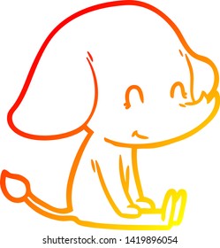 warm gradient line drawing of a cute cartoon elephant