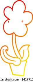dibujo de línea de gradiente cálido de una flor de dibujos animados adorable