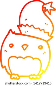warm gradient line drawing of a cute christmas owl