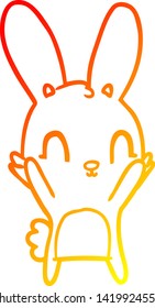 warm gradient line drawing of a cute cartoon rabbit