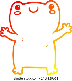 dibujo de línea de gradiente cálido de una linda rana de dibujos animados