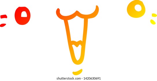 warm gradient line drawing of a cute cartoon face